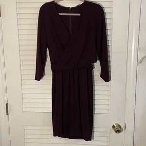 Gucci Deep Burgundy 💯 Wool Cross Over Front MIDI Dress